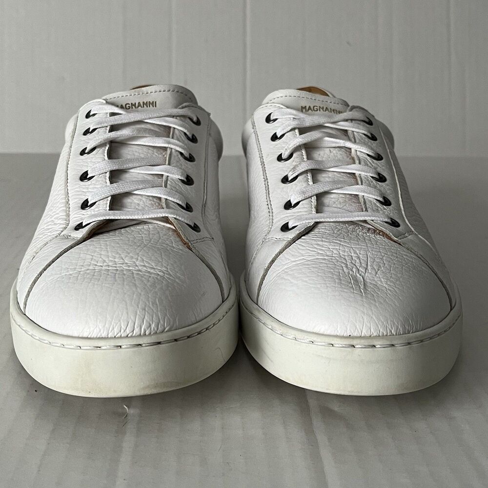 Magnanni Leve Mens Size 11 White Leather Sneakers Low Top Lace Up Casual Shoes - Picture 6 of 15